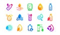 Water drop icons. Bottle, Antibacterial filter and Tap water. Classic icon set. Vector