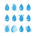 Water drop icons set. Aqua. Collection of water design elements Royalty Free Stock Photo