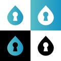 Water drop and key hole logo concept, droplet and lock symbol, simple flat icon design - Vector Royalty Free Stock Photo