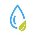 Water drop with leaf. Eco water icon. Environment, ecology and eco friendly symbol. Leaf and drop, natural symbol Royalty Free Stock Photo