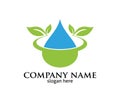 Water drop leaf pure source vector logo design