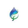 Water drop leaf vector logo Royalty Free Stock Photo