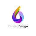 Water drop logo with colorful design template, 3d Royalty Free Stock Photo