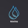 Water drop logo design. Droplet water on black Royalty Free Stock Photo