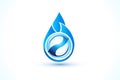 Drop water leaves shape logo blue icon vector image Royalty Free Stock Photo