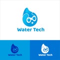 Water Drop Logo With Mascot Style, Modern Water Mascot With Smiley Face And Glasses. Suitable For Water Companies, Drinking Water