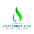 Water drop logo save water plant spring nature symbol global nature elements design on white background