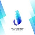 Water drop logo sign emblem design template. Isometric 3d gradient icon. Abstract blue aqua droplet vector illustration Royalty Free Stock Photo