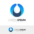 Water drop logo with simple design illustration, blue color Royalty Free Stock Photo