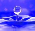 Water Drop Macro Closeup, Blue Background