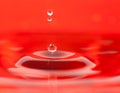 Water Drop Macro Closeup, Red Background