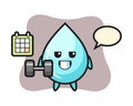 Water drop mascot cartoon doing fitness with dumbbell Royalty Free Stock Photo