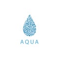 Water drop mockup logo, small vibrant blue bubbles, fresh idea eco icon