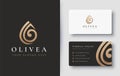 Water drop / olive oil logo and business card design Royalty Free Stock Photo