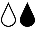 Water drop outline and silhouette icon set. Collection of raindrop. Vector illustration isolated on white Royalty Free Stock Photo