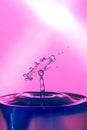 Water Drop Collisions Macro Photography with pink background