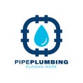 water drop and pipe plumbing logo Royalty Free Stock Photo