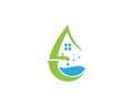 Water Drop Plumb And House Cleaning Service Logo