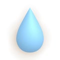 Water drop, rain. Cute weather realistic icon. 3d cartoon