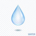 Water drop. Realistic liquid droplet. Pure dew. Aqua icon