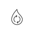 Water drop recycle line icon