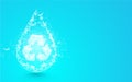 Water drop with recycle symbol from lines, triangles and particle style design Royalty Free Stock Photo