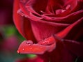 Water drop on red rose