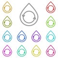 Water, drop, revers multi color icon. Simple thin line, outline of water icons for ui and ux, website or mobile application