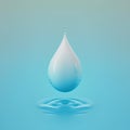 Water drop with ripples isolated on blue background. 3d illustration Royalty Free Stock Photo