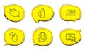 Water drop, Sales diagram and Talk bubble icons set. Water bottle sign. Vector