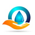 Water drop save water globe people life care logo concept of water drop wellness symbol icon nature drops elements vector design