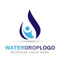 Water drop in save people logo save water plant spring nature symbol global nature elements design on white background