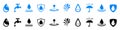 Water drop set icons, save water signs, waterproof liquid proof, resistant protection, water protection Royalty Free Stock Photo