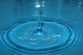 Water drop splash background blue, water ripple and anti-bubble drop - water surface tension Royalty Free Stock Photo