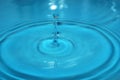 Water drop splash background blue, water ripple and anti-bubble drop - water surface tension Royalty Free Stock Photo