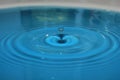 Water drop splash background blue, water ripple and anti-bubble drop - water surface tension Royalty Free Stock Photo