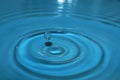 Water drop splash background blue, water ripple and anti-bubble drop - water surface tension Royalty Free Stock Photo