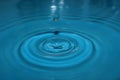 Water drop splash background blue, water ripple and anti-bubble drop - water surface tension Royalty Free Stock Photo