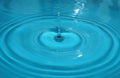 Water drop splash background blue, water ripple and anti-bubble drop - water surface tension Royalty Free Stock Photo