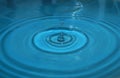 Water drop splash background blue, water ripple and anti-bubble drop - water surface tension Royalty Free Stock Photo