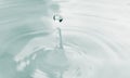 Water drop and splash background, small impact causes big changes. Ripple, macro wave on surface of liquid Royalty Free Stock Photo