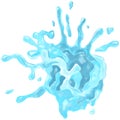 Water drop splash. Blue splatter liquid, isolated on white background. Design element. Royalty Free Stock Photo
