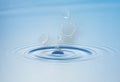 Water drop splash with circular ripple 3d illustration