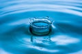 Water drop splash crown in blue tones Royalty Free Stock Photo