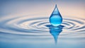 water drop splash A water drop icon with ripples, symbolizing the freshness and purity of water. The water is blue Royalty Free Stock Photo