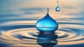 water drop splash A water drop icon with ripples, symbolizing the freshness and purity of water. The water is blue Royalty Free Stock Photo