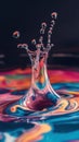 Water Drop Splashing Into Colorful Paint Royalty Free Stock Photo