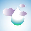 Water drop surrounded by clouds, illustration Royalty Free Stock Photo