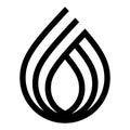 Water drop symbol, black sign for logo