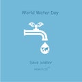 Water drop and water tap icon with green leaves vector logo design template.World Water Day icon.World Water Day idea campaign co Royalty Free Stock Photo